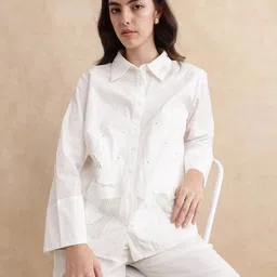 RAREISM Women Cotton Shirt With Palazzos-image-5