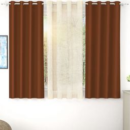Story@home Brown Set of 3 Black Out Window Curtain-24