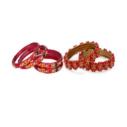 SOMIL Set Of 6 Multicolored Alloy Artificial Stones and Beads Bangles-image-107