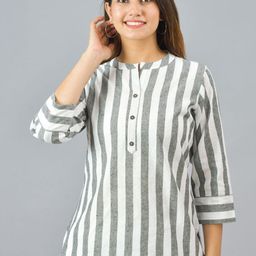 Anouk Rustic Women Striped Mandarin Collar Cotton Kurti-picture-5