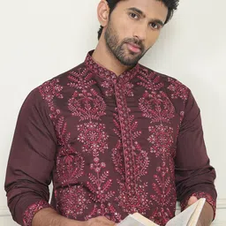 Jompers Men Floral Embroidered Regular Thread Work Kurta with Pyjamas-49