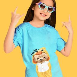 NUSYL Girl Printed Round Neck Oversized T-shirt-image-56