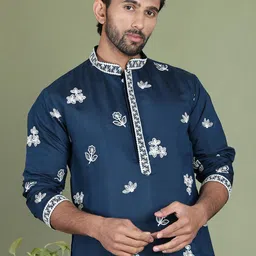 Jompers Floral Embroidered Sequinned Mandarin Collar Straight Kurta-picture-49