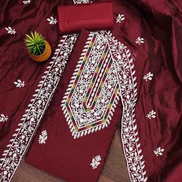 DIVASTRI Floral Embroidered Unstitched Dress Material-image-89