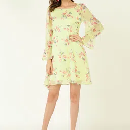 DODO & MOA Floral Print Bell Sleeve Georgette Fit & Flare Dress-picture-11