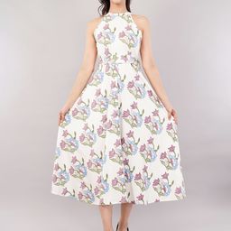 Moda Rapido Floral Print Halter Neck Fit & Flare Midi Dress-image-86