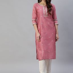 Vbuyz Women Peach-Coloured Ethnic Motifs Embroidered Sequin Kurta-picture-17