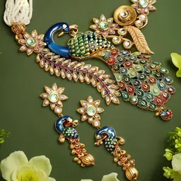 MANSIYAORANGE Gold-Plated Kundan-Studded Jewellery Set-32