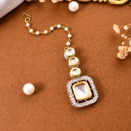 Silvermerc Designs Gold-Plated Kundan Studded Maang Tikka-image-47