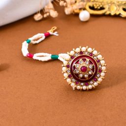 Silvermerc Designs Gold-Plated Pearls Studded Maang Tikka Head Jewellery-picture-26