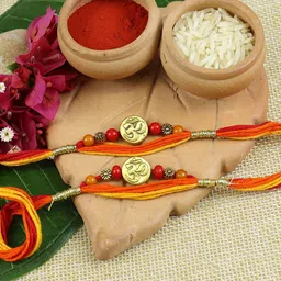 Asthetika Set of 2 OM Rakhis With Roli Chawal-image-56