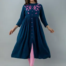 PURVIJA KURTIES Floral Embroidered Thread Work Anarkali Kurta-image-65