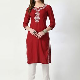 Rudraaksha Creations Ethnic Motif Yoke Design Chikankari Straight Kurta-image-99