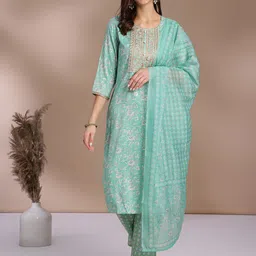 Anouk Ethnic Motifs Printed Regular Thread Work Kurta with Trousers & With Dupatta-8