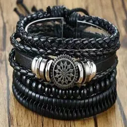 UNIVERSITY TRENDZ Men Set Of 4 Oxidized Wraparound Bracelets-51