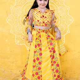 Naughty Ninos Girls Printed Patchwork Ready to Wear Lehenga & Blouse With Dupatta-picture-10