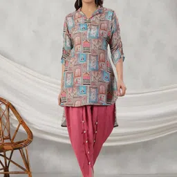 Kaftanize Ethnic Motifs Printed Regular Pure Cotton Kurta With Tulip Pants-picture-49