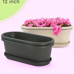 eha Set Of 4 Black & Off-White Textured PlantersPot-30