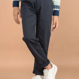 Crimsoune Club Boys Printed Smart Slim Fit Chinos Trousers-image-63
