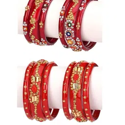 1ST TIME Women Red Set Of 2 Alloy Bangles-9