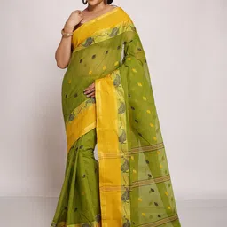 WoodenTant Ethnic Motifs Woven Design Pure Cotton Taant Saree-picture-31