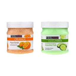 FEELHIGH Set of 2 Orange Scrub 500gm And Cucumber Cream 500gm-4