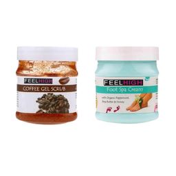 FEELHIGH Combo Of Coffee Gel Face Scrub & Foot Spa Cream - 500ml Each-54