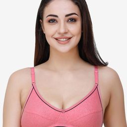 Docare Women Pink & Black Solid Cotton Non Padded Seamed Everyday Bra-picture-39
