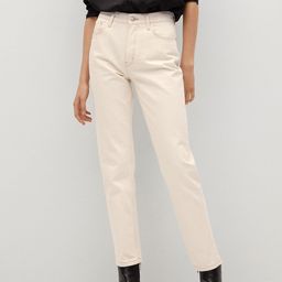 MANGO Women Off-White Mom Fit Sustainable Cotton Mid-Rise Clean Look Jeans-image-27
