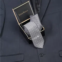 LOUIS STITCH Men Checkerd Silk Necktie Accessory Gift Set-image-86