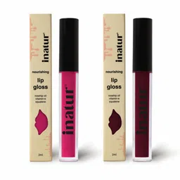 Inatur Set of 2 Lip Gloss 1.6ml each - Attitude and Wine-1