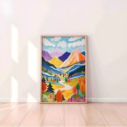 Aura Blue & Orange Floral and Botanical Wooden Wall Frame-picture-23