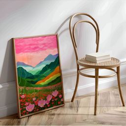 Aura Pink & Blue Floral and Botanical Wooden Wall Frame-image-51