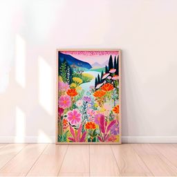 Aura Pink & Red Floral and Botanical Wooden Wall Frame-image-93