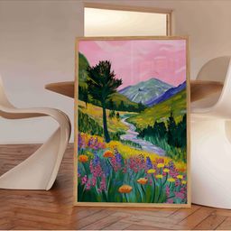 Aura Blue & Pink Floral and Botanical Wooden Wall Frame-picture-14