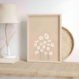 Aura Beige & White Wooden Printed Wall Painting-46