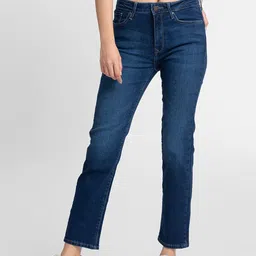 SPYKAR Women Blue Cotton Straight Fit Light Fade Jeans-picture-40