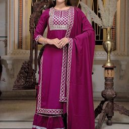 ELVISH JAIPUR Women Yoke Design Regular Sequinned Kurta with Skirt & With Dupatta-picture-13