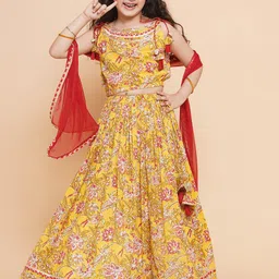 Bitiya by Bhama Girls Printed Ready to Wear Lehenga & Blouse With Dupatta-image-55