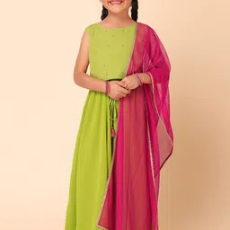 Miss Indya Girls Embroidered Thread Work Ready to Wear Lehenga & Blouse With Dupatta-picture-17