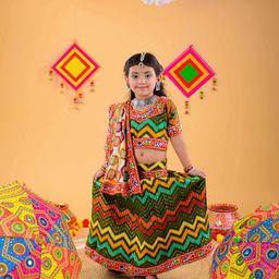 ahhaaaa Girls Embroidered Thread Work Ready to Wear Cotton Lehenga Choli With Dupatta-image-55