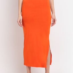 Sugathari Women Orange Solid Saree Shapewear-image-7