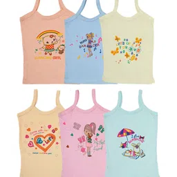 BAESD Infant Girls Pack Of 6 Printed Cotton Camisoles-image-0