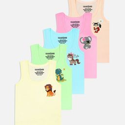 YK X Trampoline Pack Of 5 Boys Printed Cotton Innerwear Vests-54