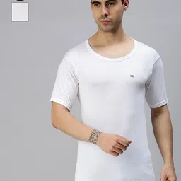 Lux Cozi Men Pack of 2 White Solid Organic Cotton Basic Innerwear Vests-image-30
