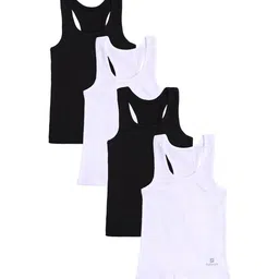Bodycare Kids Girls Pack Of 4 Black & White Solid Innerwear Vests-33
