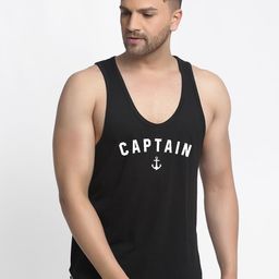 Friskers Men Black Printed Captain Innerwear Vests-image-107
