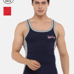 Dollar Bigboss Men's Solid Pack of 2 Cotton Racerback Styled Gym Vest-image-80