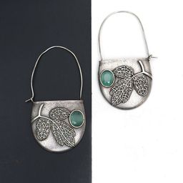 Ozanoo Silver-Plated Floral Hoop Earrings-12