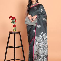 Mitera Ethnic Motifs Woven Design Zari Banarasi Saree-image-45